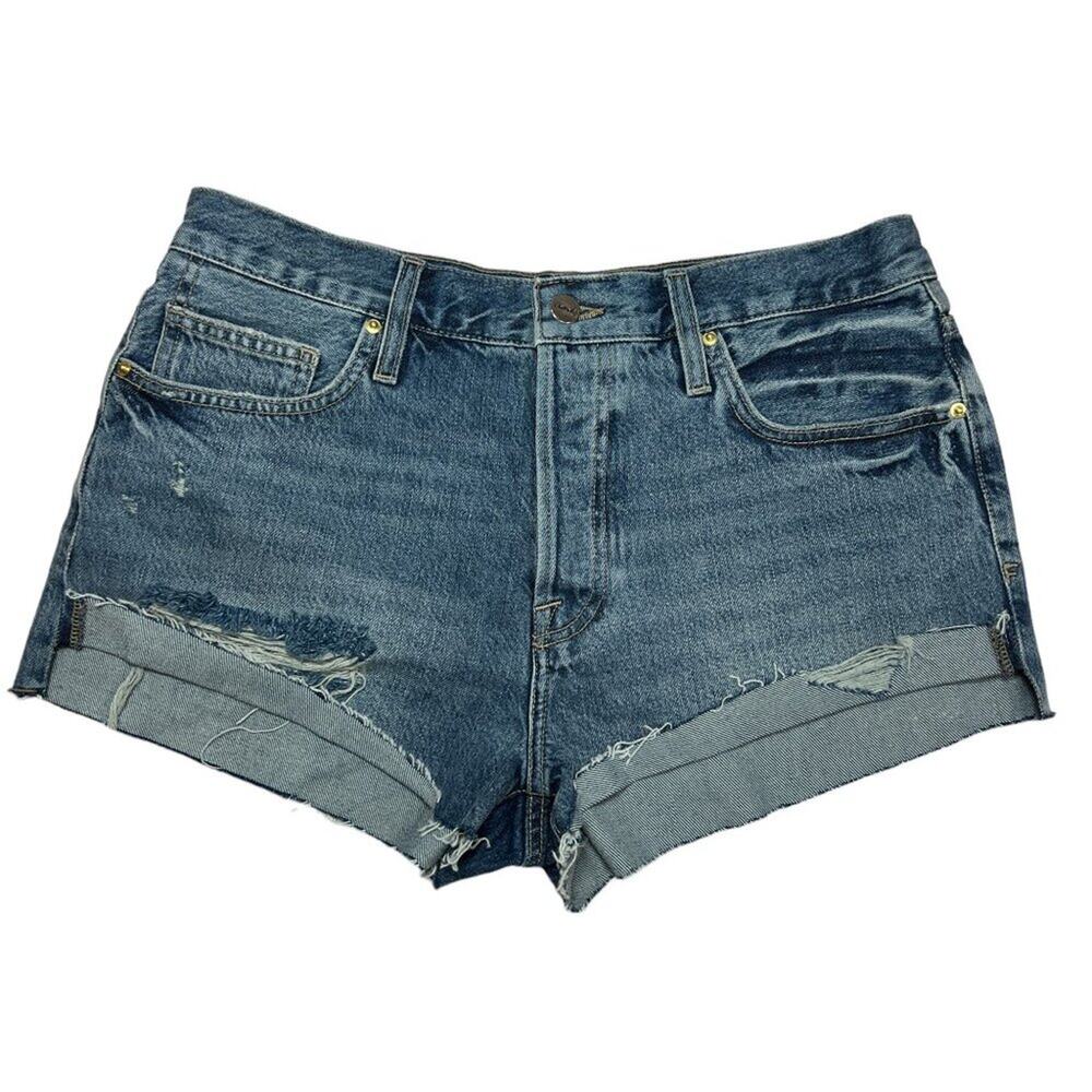 FRAME Denim Shorts SIZE 27 RUNS LARGE Adrift Blue Button Fly Cuff